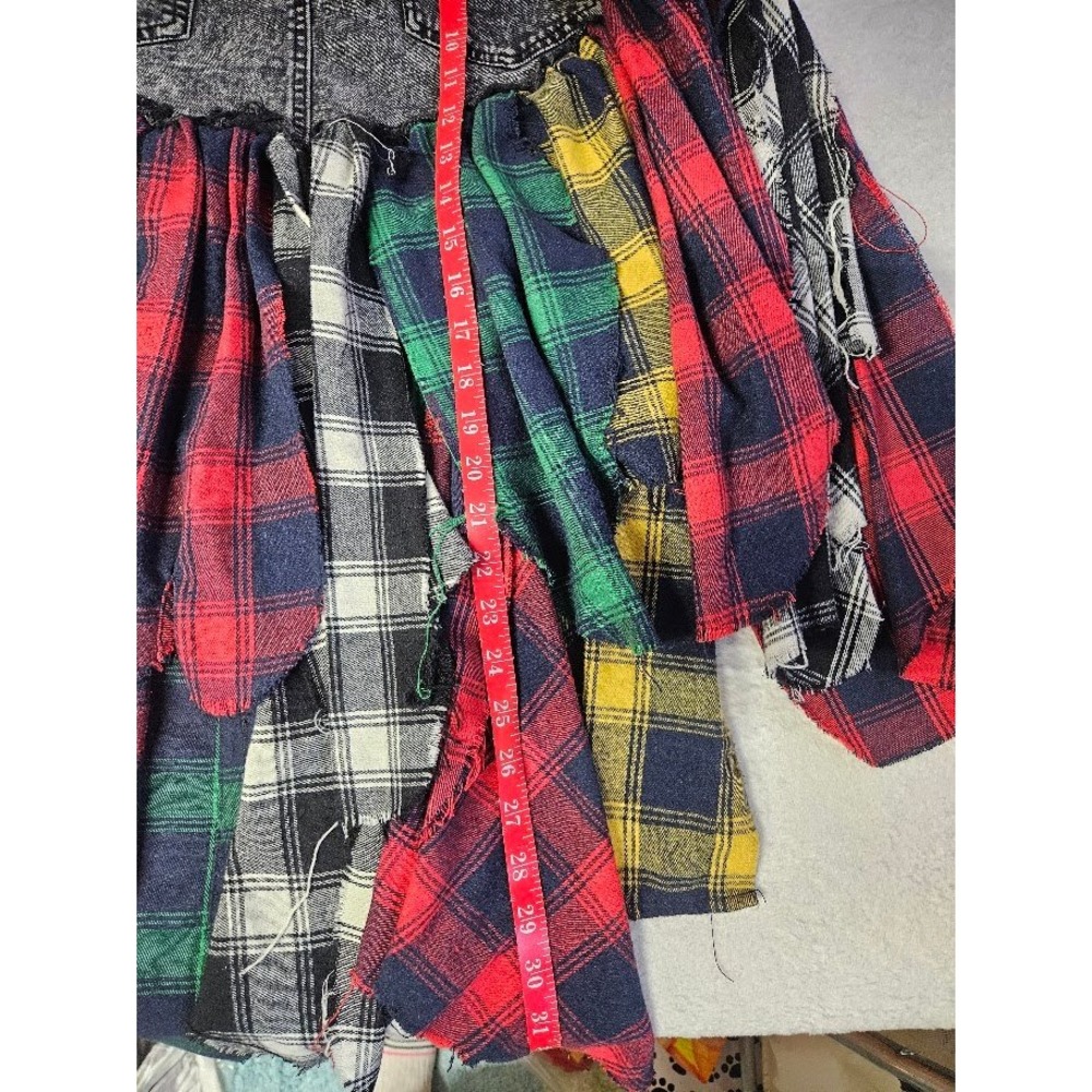 Wild Fable Upcycled Patchwork Denim & Flannel Midi Skirt Grey Plaid Large - Picture 6 of 6